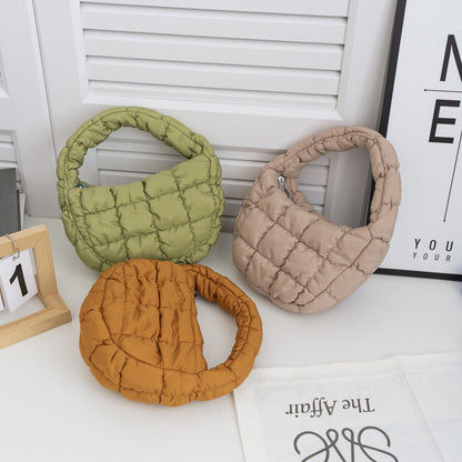 Mini Cloud Bag with Ruching Stylish Nylon Tote