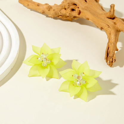 Trendy Floral Resin Drop Earrings Handmade Fresh Style