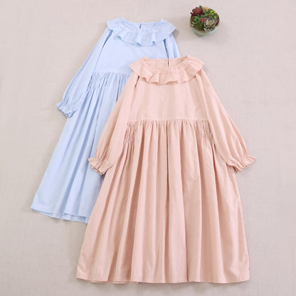 Sweet A-Line Ruffled Neck Long Sleeve Dress