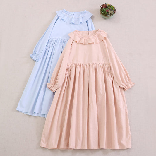 Sweet A-Line Ruffled Neck Long Sleeve Dress
