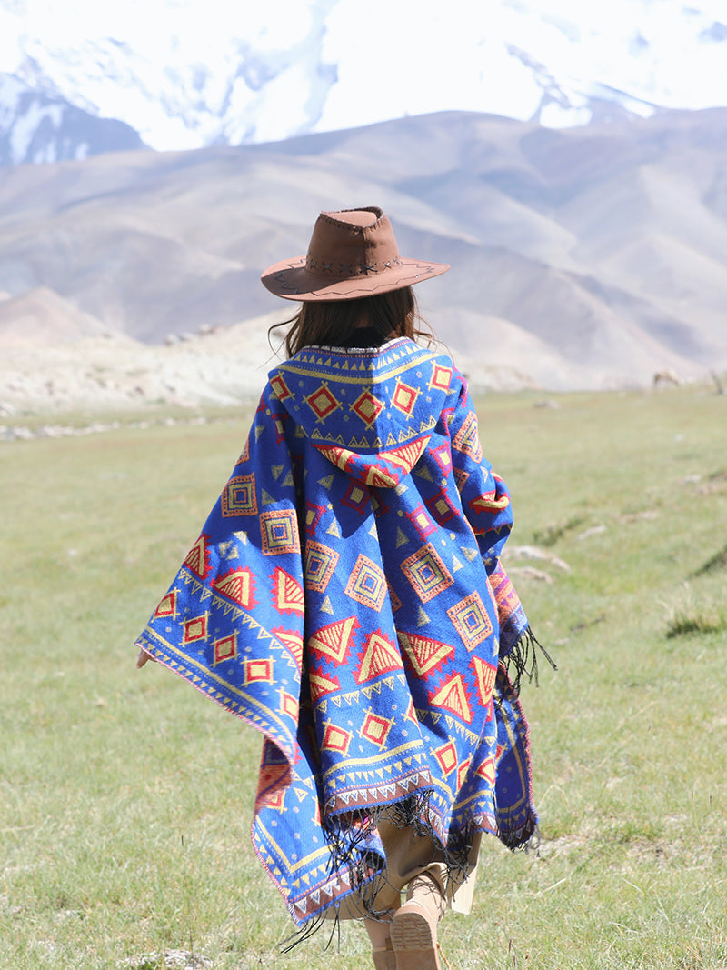 Ethnic Style With Hat Shawl Cloak Tibet Travel Wear Photo Warm Outer Cape
