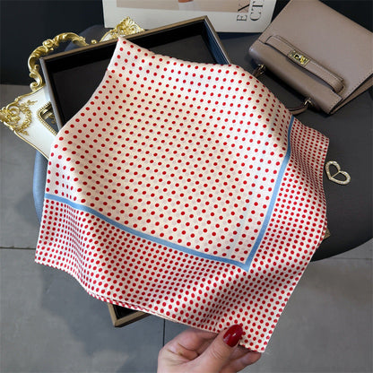 Simple Polka Dot Square Silk Scarf