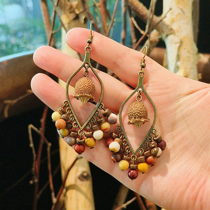 Vintage Chinese Style Tassel Beaded Earrings