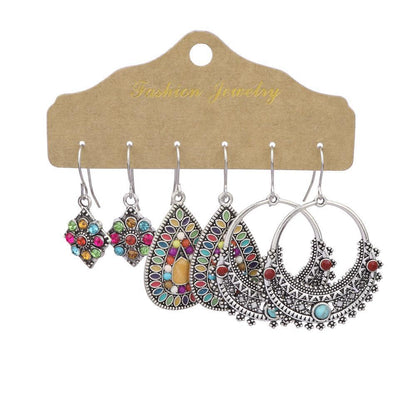 Bohemian Geometric Tassel Hoop Earrings