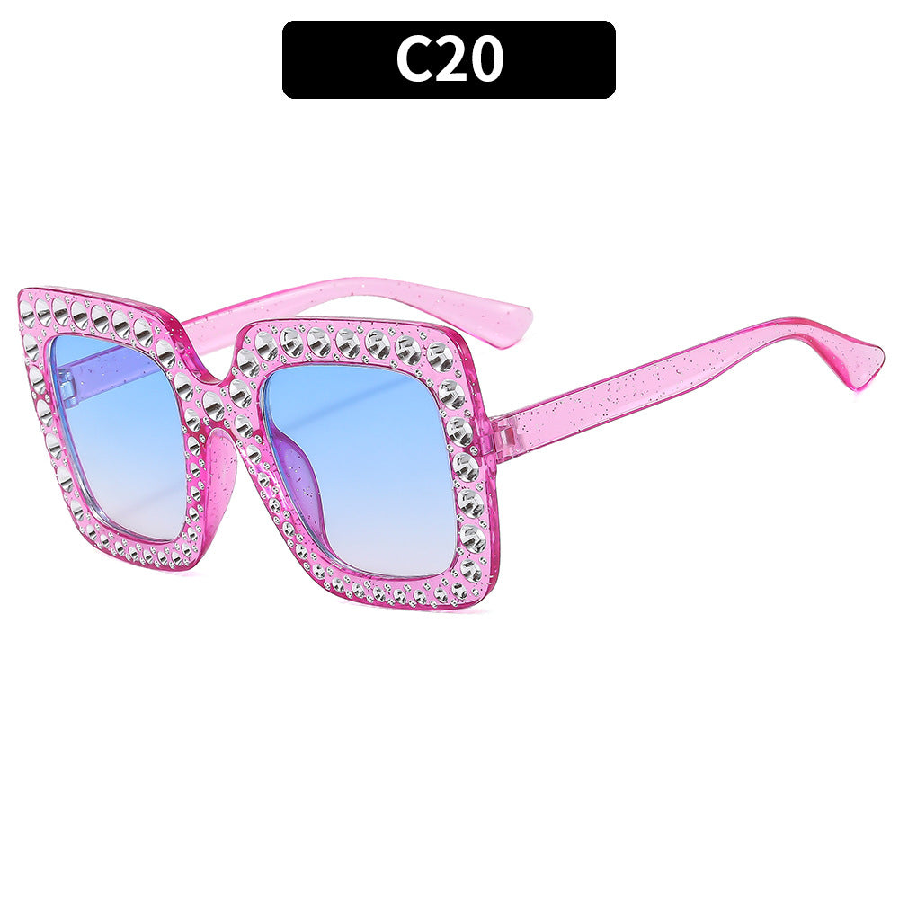 Colorful Bling Square Sunglasses Retro UV400 Protection