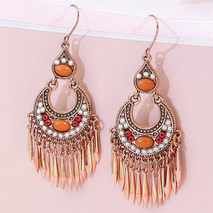 Bohemian Style Vintage Geometric Gemstone Earrings for Women