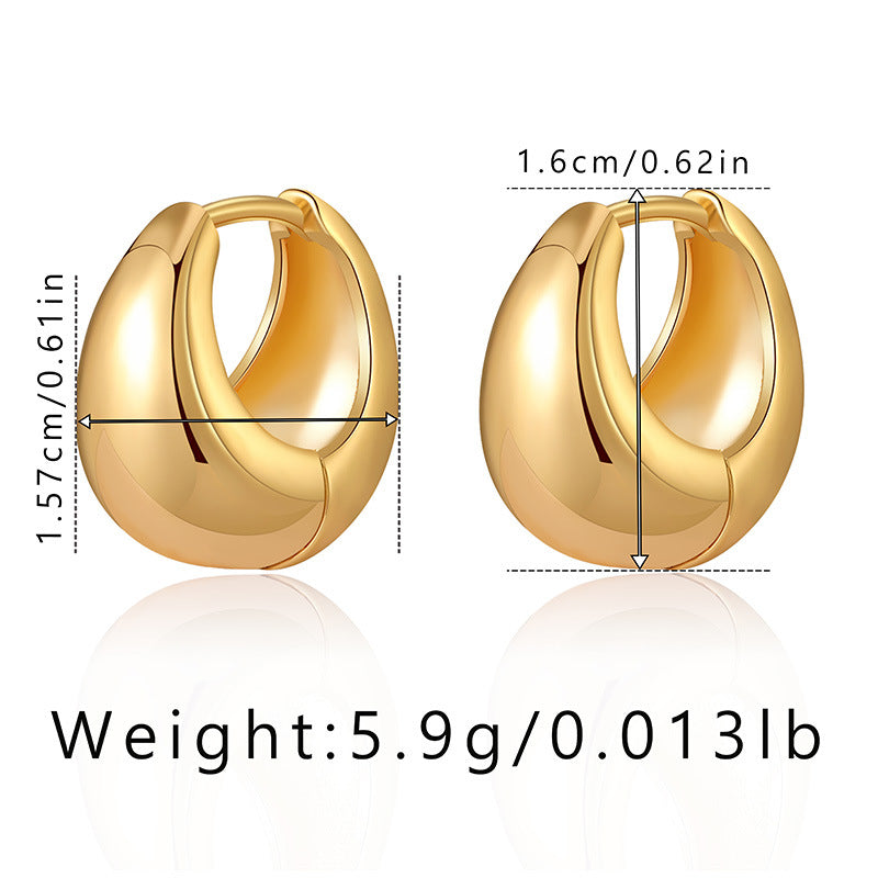 Vintage Simple Small Chunky Gold Hoop Earrings