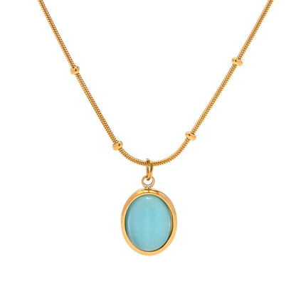 Vintage Blue Stone Pendant Necklace
