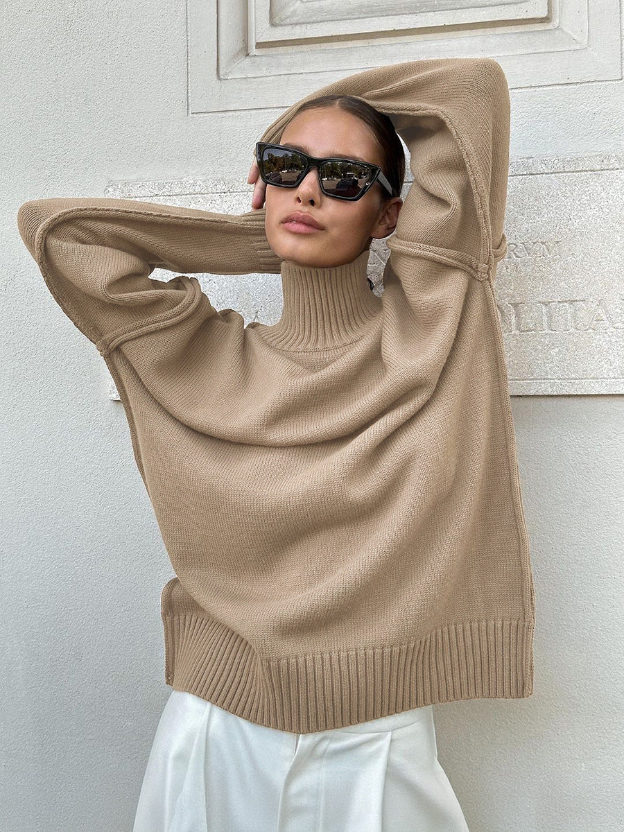 Casual Turtleneck Sweater for Women Cozy Knit Pullover
