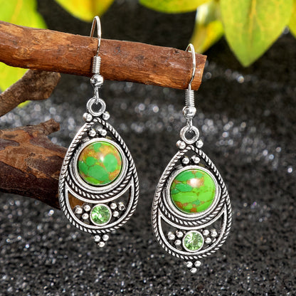 Trendy Ethnic Style Colorful Turquoise Drop Earrings