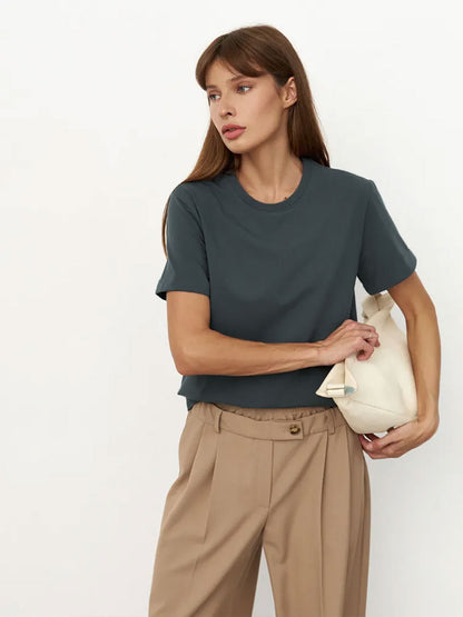 Casual Solid Cotton Short Sleeve T-Shirt for Everyday Wear