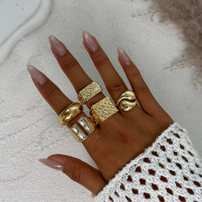 Geometric Metal Cross-Ring Set Trendy Hip-Hop Style