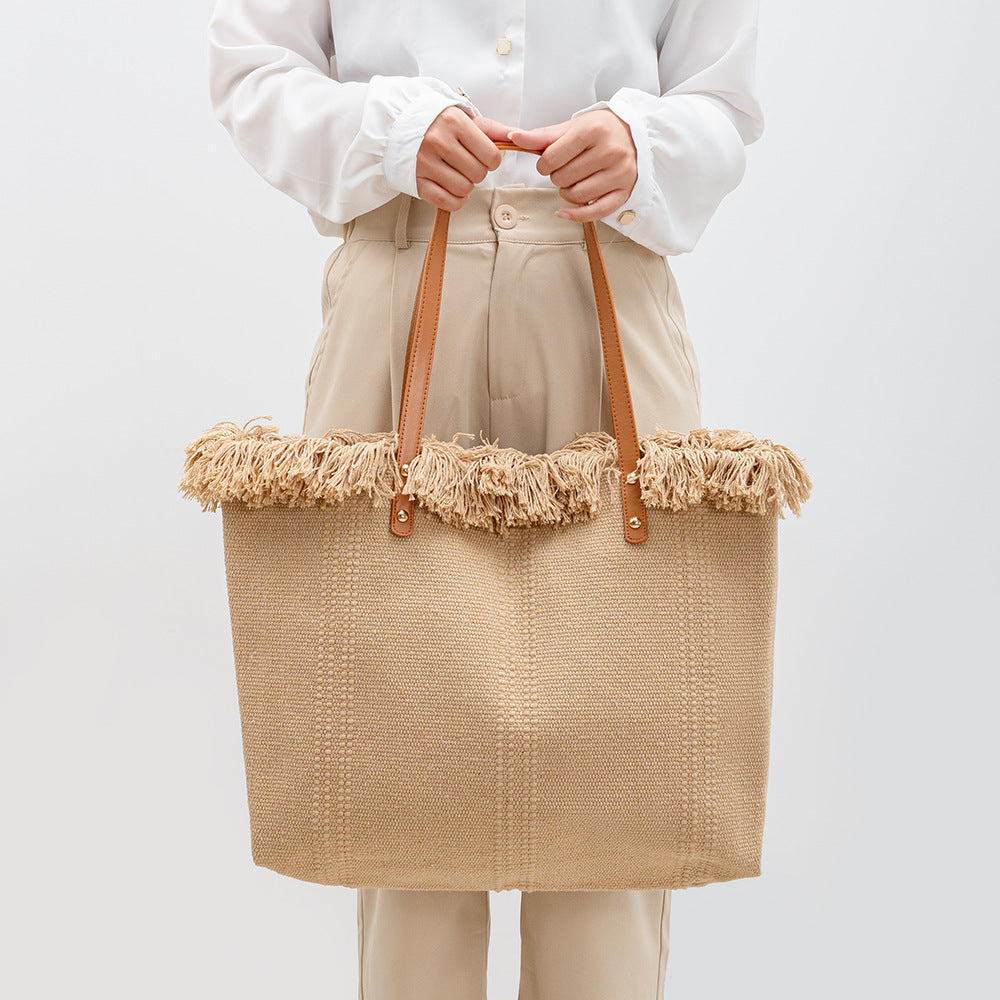 Solid Color Tassel Shoulder Bags