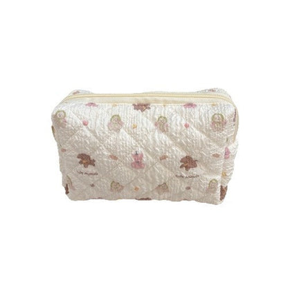 Cute Cartoon Print Flower Print Make Up Bag