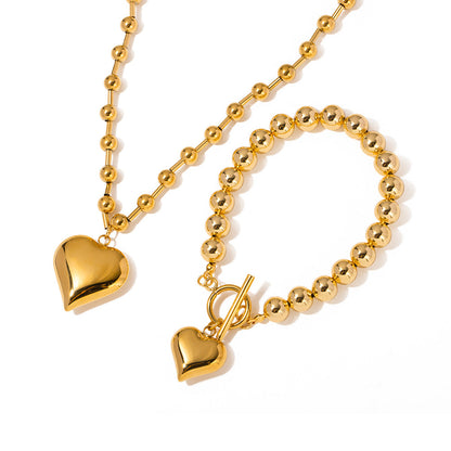 CubicÂ Love Pendant Bead Chain Necklace