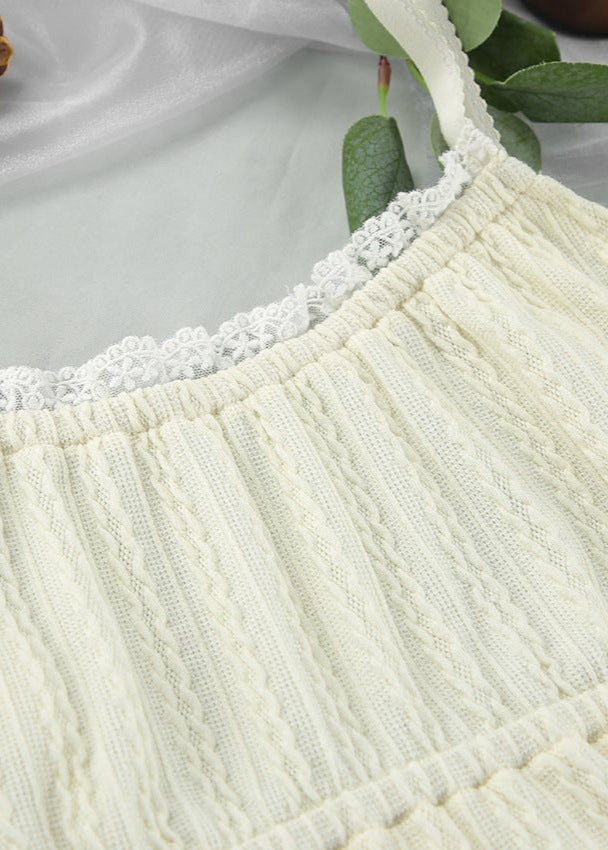Knitted Two Piece Lounge Set With Lace Trim