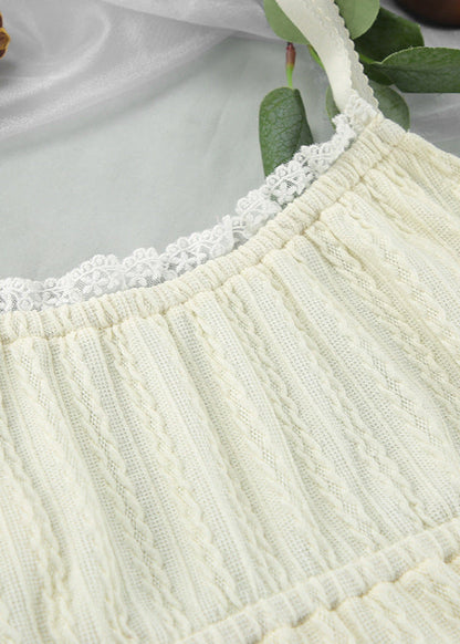 Knitted Two Piece Lounge Set With Lace Trim