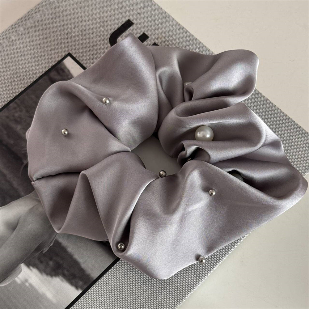 Elegant Pearl Studded Satin Hair Tie