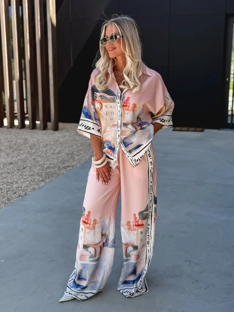 Casual Chic Loose Short Sleeve Shirt Set