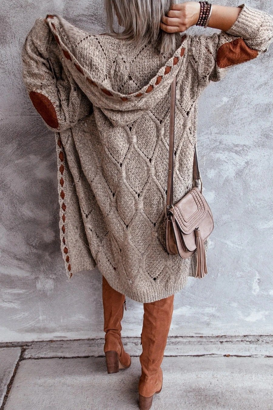 Sweater Cardigan Women'S Long-Sleeved Mid-Length Sweater Coat