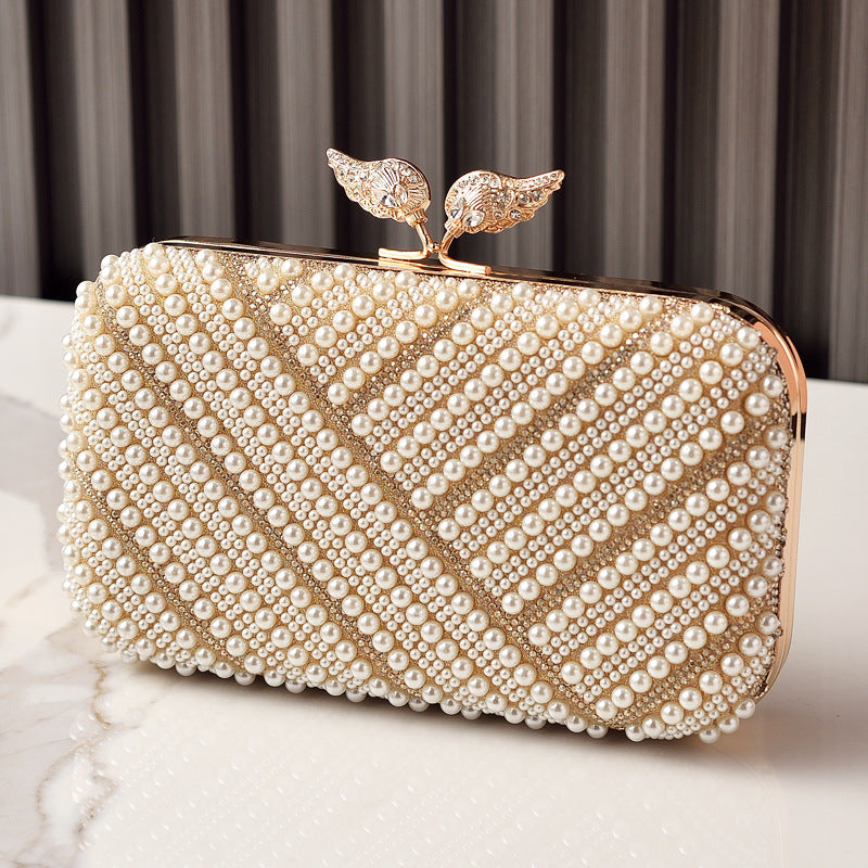 Trendy Pearl Evening Clutch Bag Stylish Party Handbag