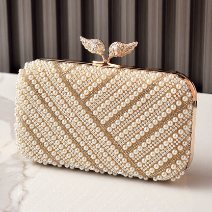 Trendy Pearl Evening Clutch Bag Stylish Party Handbag