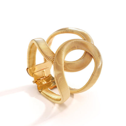 Geometric Metal Knot Open Cuff Bracelet for Women Stylish Commuter