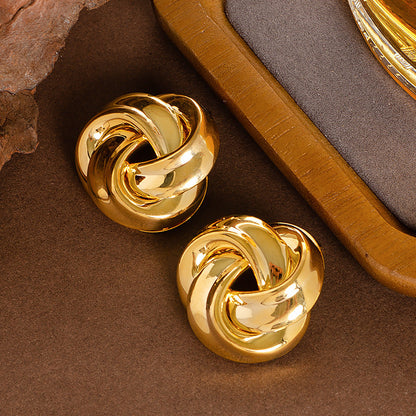 Geometric Silver Needle Earrings Trendy High-End Design