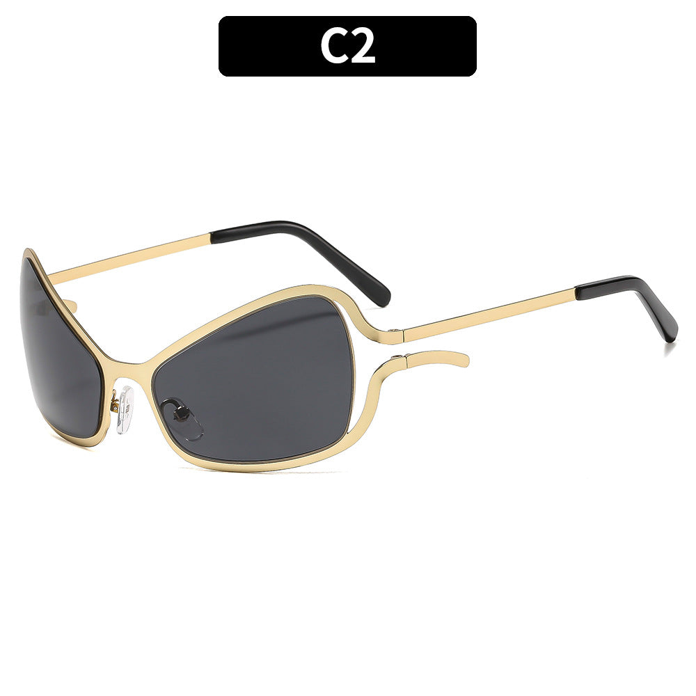 Trendy Y2K Metal Sunglasses Hip Hop Style Shaped Shades