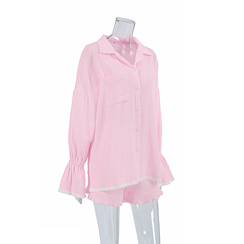 Flounce Solid Color Homewear Sets