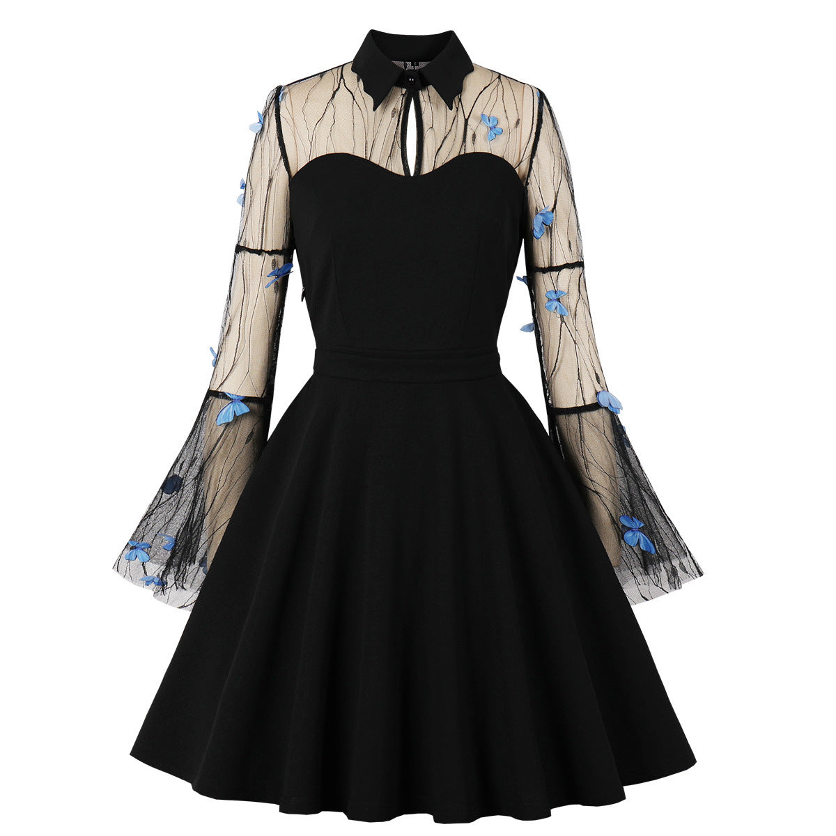 Halloween Black Queen Vintage Lace Embroidered Dress