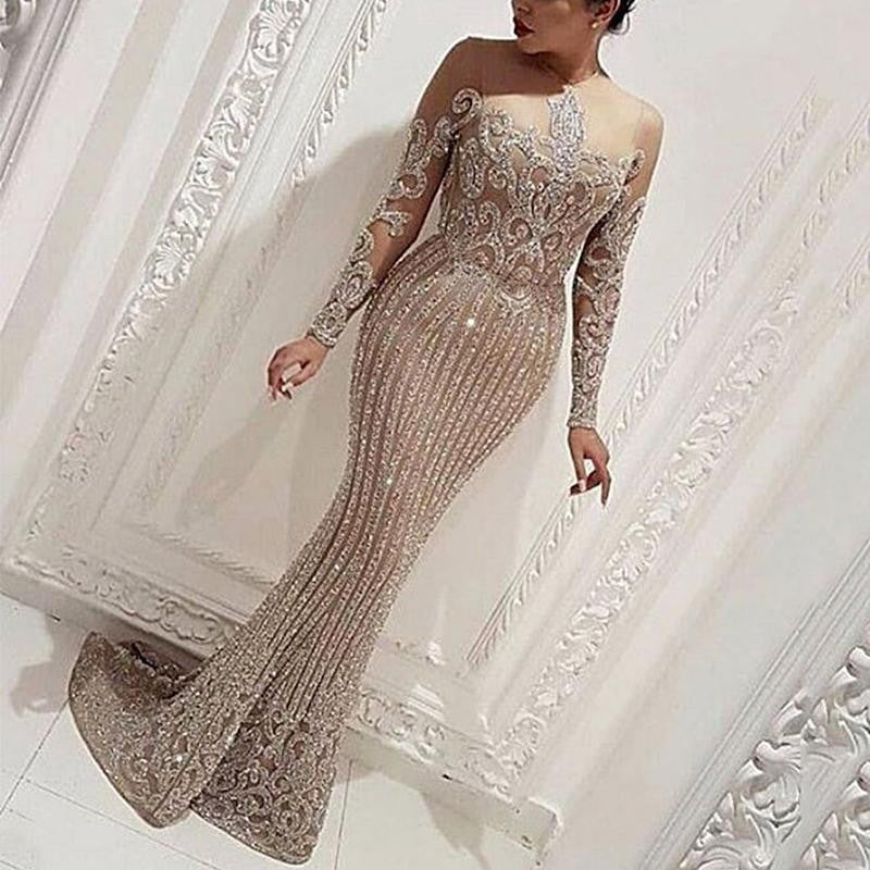 Elegant Gold Sequin Maxi Dress For Evening Wear