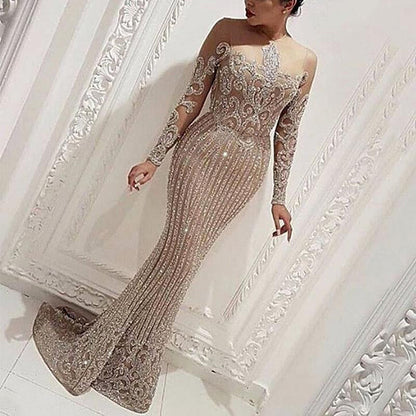 Elegant Gold Sequin Maxi Dress For Evening Wear