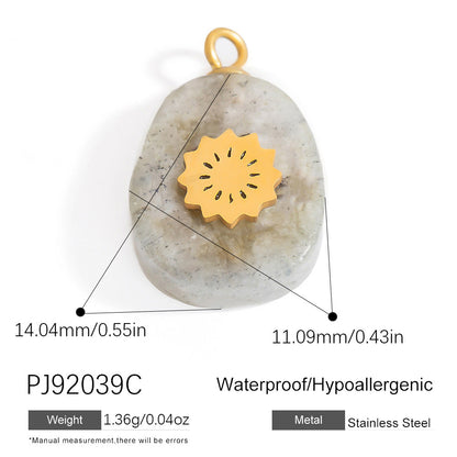 Butterfly Pendant Necklace Natural Stone Stainless Steel Jewelry