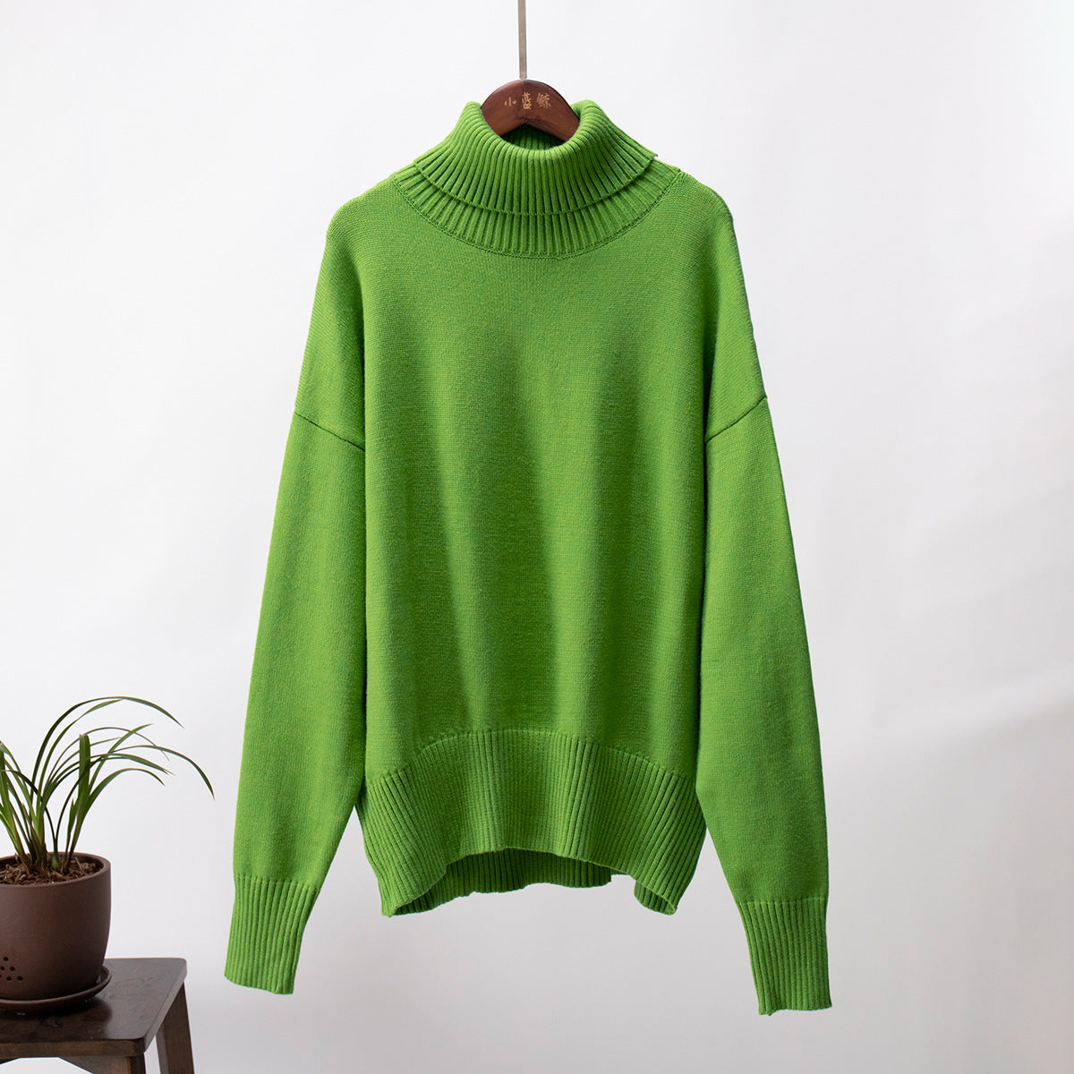 High Neck Solid Sweater for Women Cozy Casual Pullover