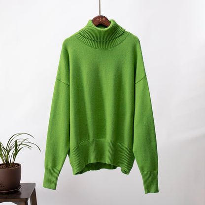 High Neck Solid Sweater for Women Cozy Casual Pullover