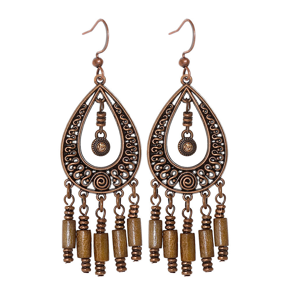 Retro Bohemian Geometric Tassel Earrings Set