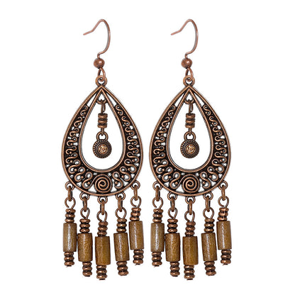 Retro Bohemian Geometric Tassel Earrings Set