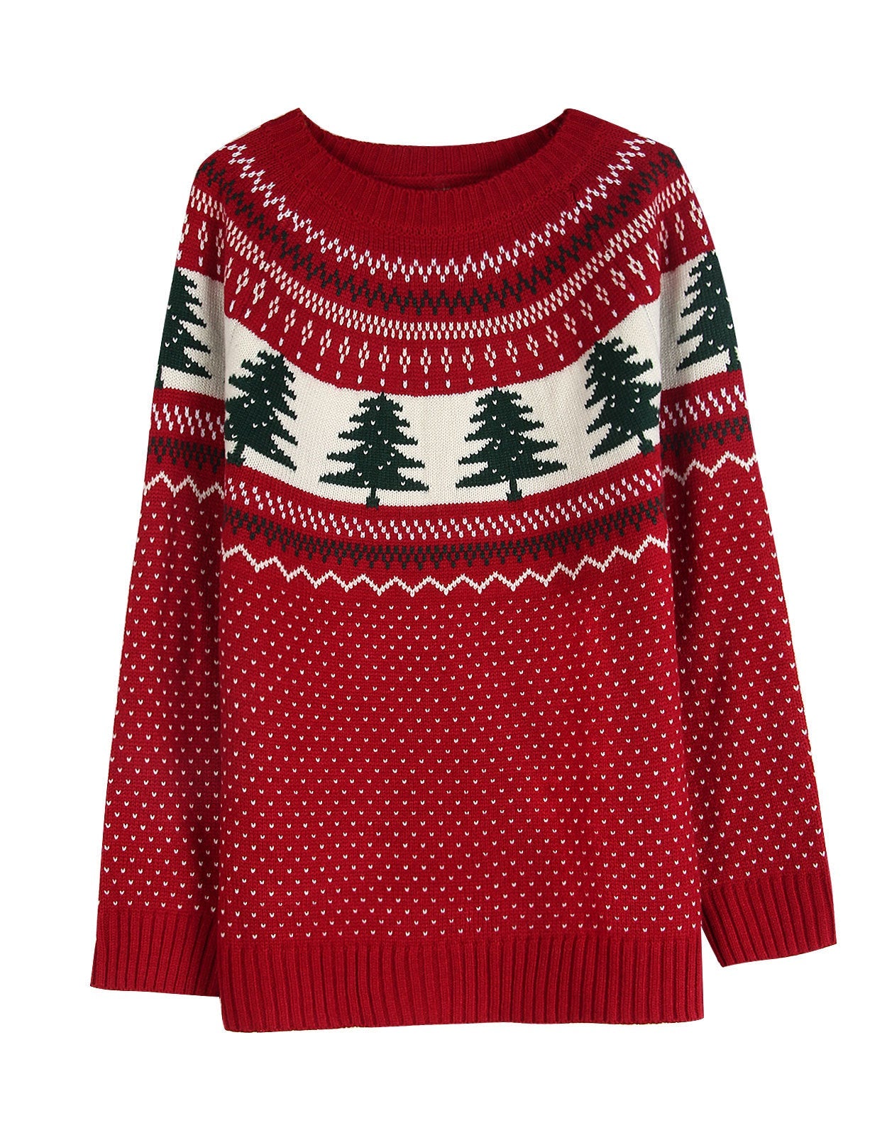 Simple Embroidery Christmas Theme Loose Knit Sweater