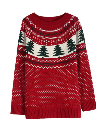 Simple Embroidery Christmas Theme Loose Knit Sweater