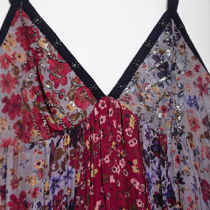 Casual Printed Spaghetti Strap Maxi Dress