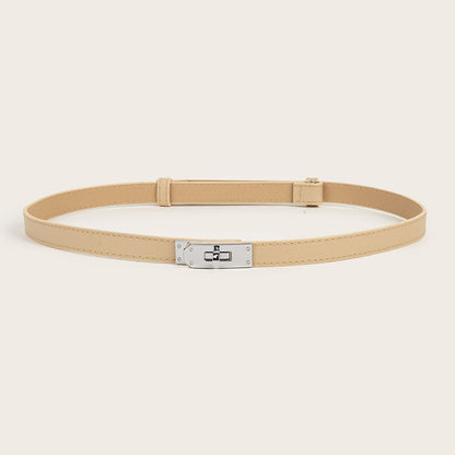 Simple Elegant Fine Leather Metal Belt