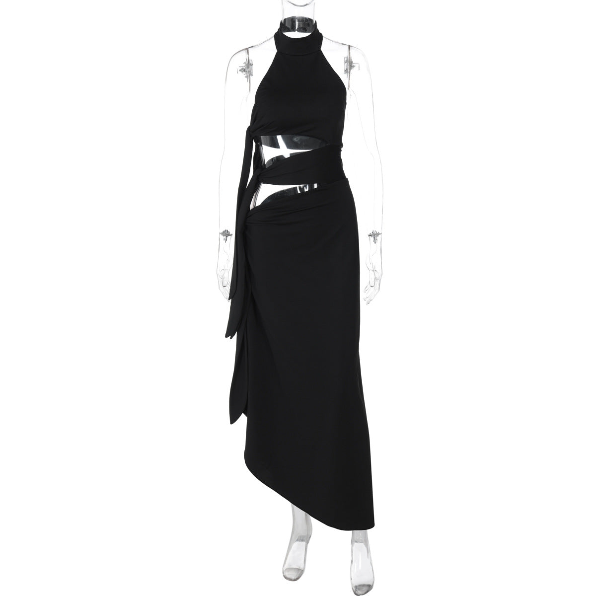 Backless Halter Long Maxi Dress with Cutout Design