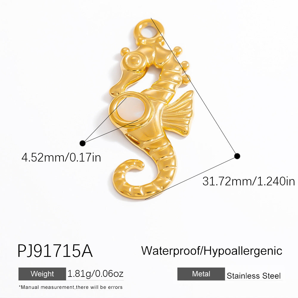 DIY Jewelry Accessories 18K Gold-Plated Stainless Steel Ocean-Inspired Bracelet Necklace Earring Pendant