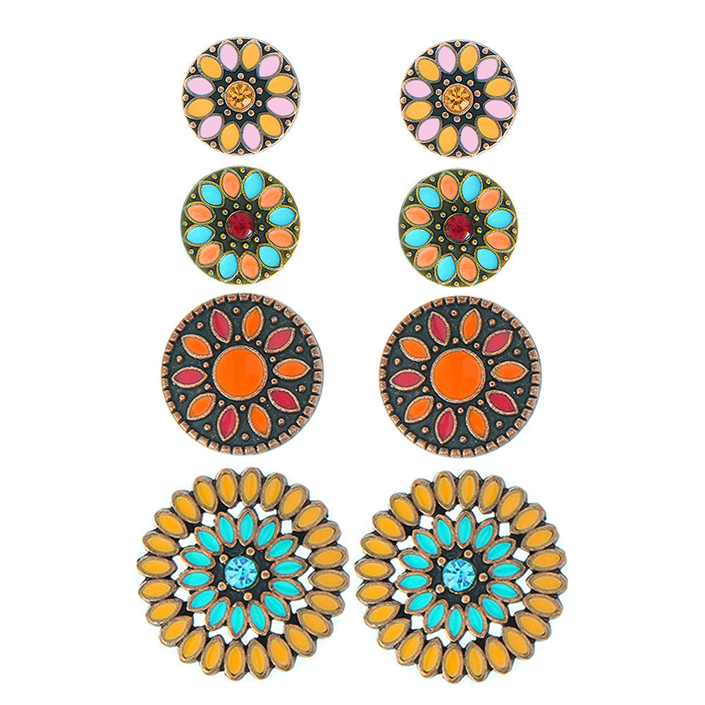 Colorful Bohemian Flower Drop Earrings Stylish Zinc Alloy Jewelry