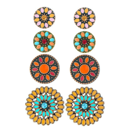 Colorful Bohemian Flower Drop Earrings Stylish Zinc Alloy Jewelry