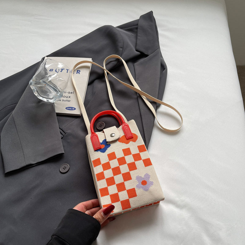 Fashionable Simple Knit Crossbody Phone Bag