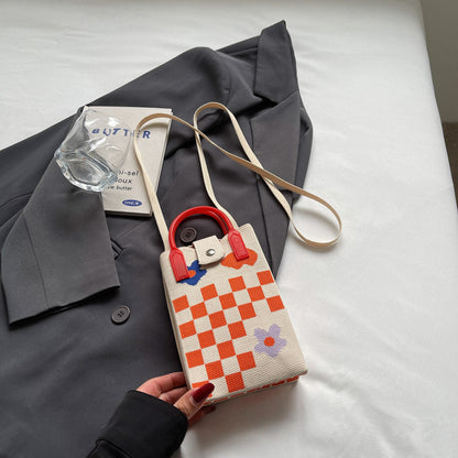 Fashionable Simple Knit Crossbody Phone Bag