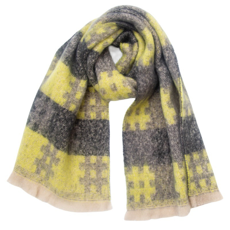 Plaid Print Contrast Color Scarves
