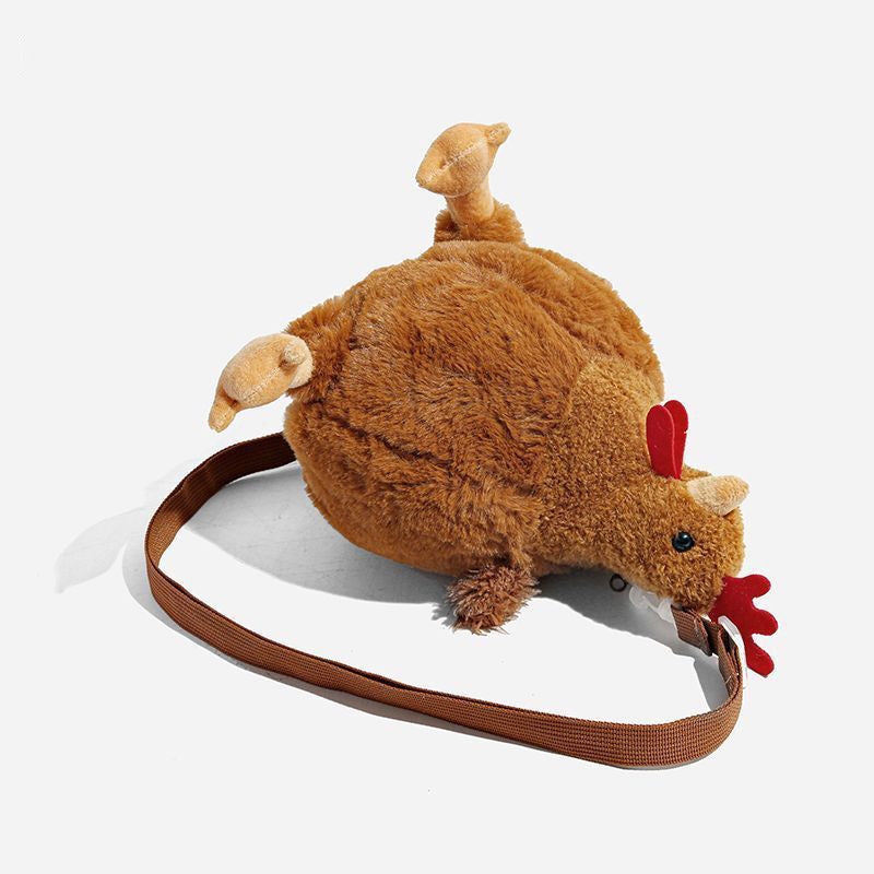 Funny Chicken Plush Crossbody Bag Cute Trendy Bucket Bag
